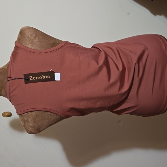 Zenobia Rust Sleeveless Tank Top Round Neck Plus Size Racer Back - Picture 5 of 5